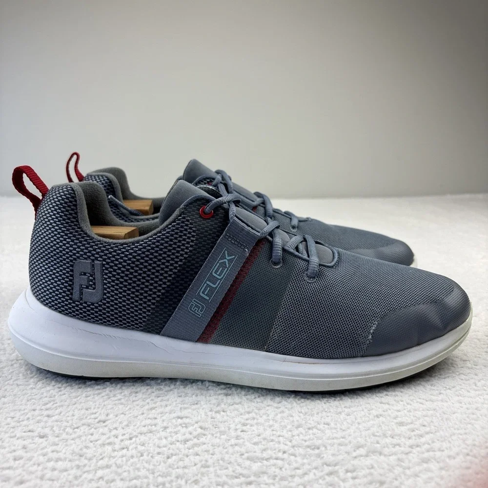 FOOTJOY Flex Spikeless Golf Shoes Mens 10 Gray/Red Lightweight Performance